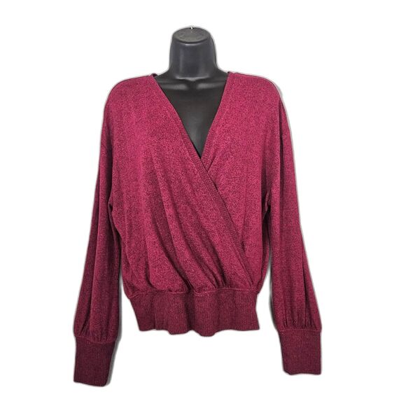 By Anthropologie Rucio Surplice Top In Rasberry Wine Womens Medium - Picture 1 of 7